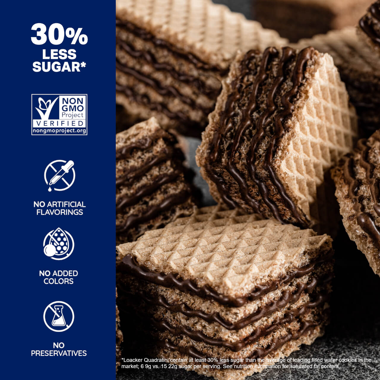 Quadratini Chocolate, Creme-Filled Wafer Cookies, 8.82 oz. Bag - Image 3
