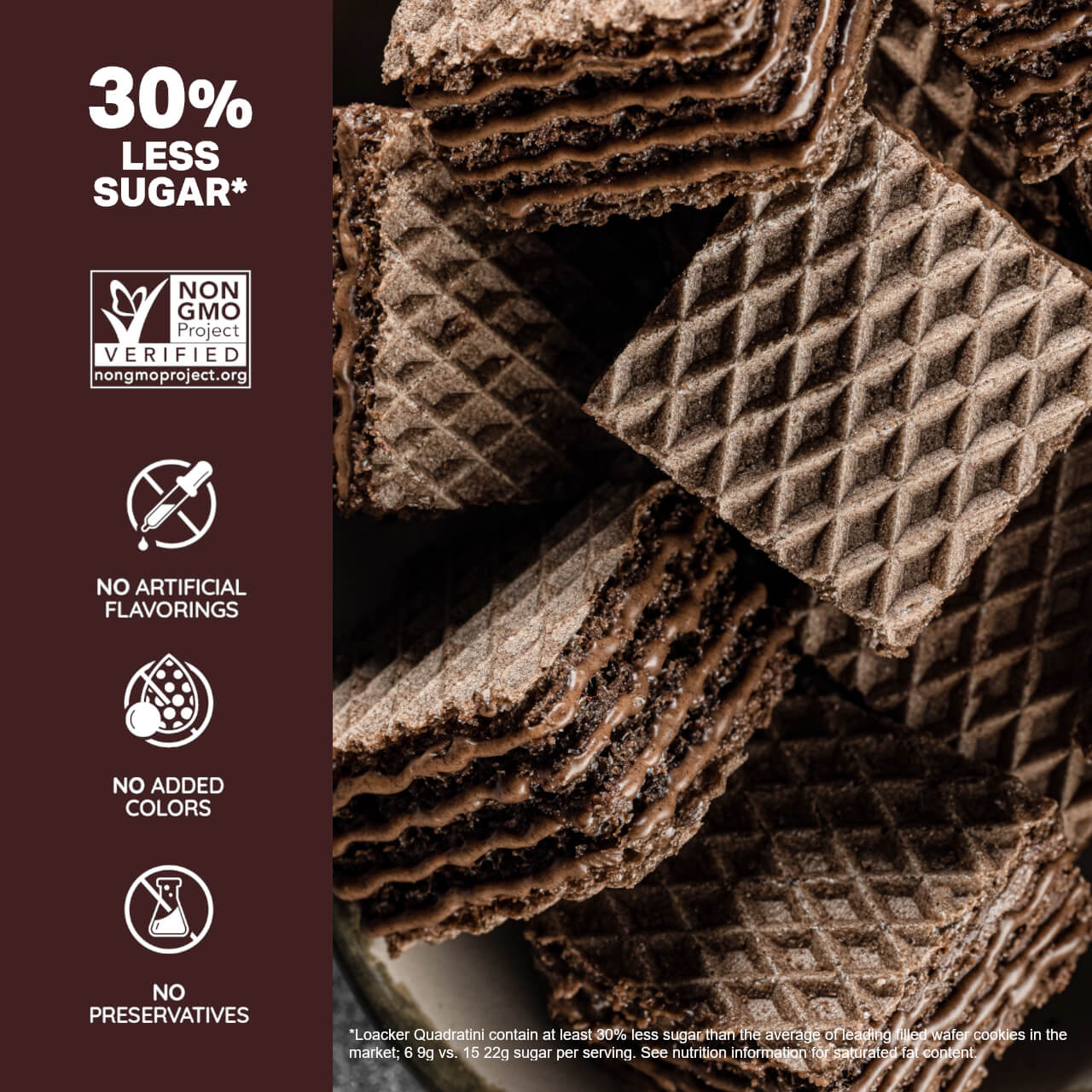 Quadratini Double Chocolate, Creme-Filled Wafer Cookies, 8.82 oz. Bag - Image 3