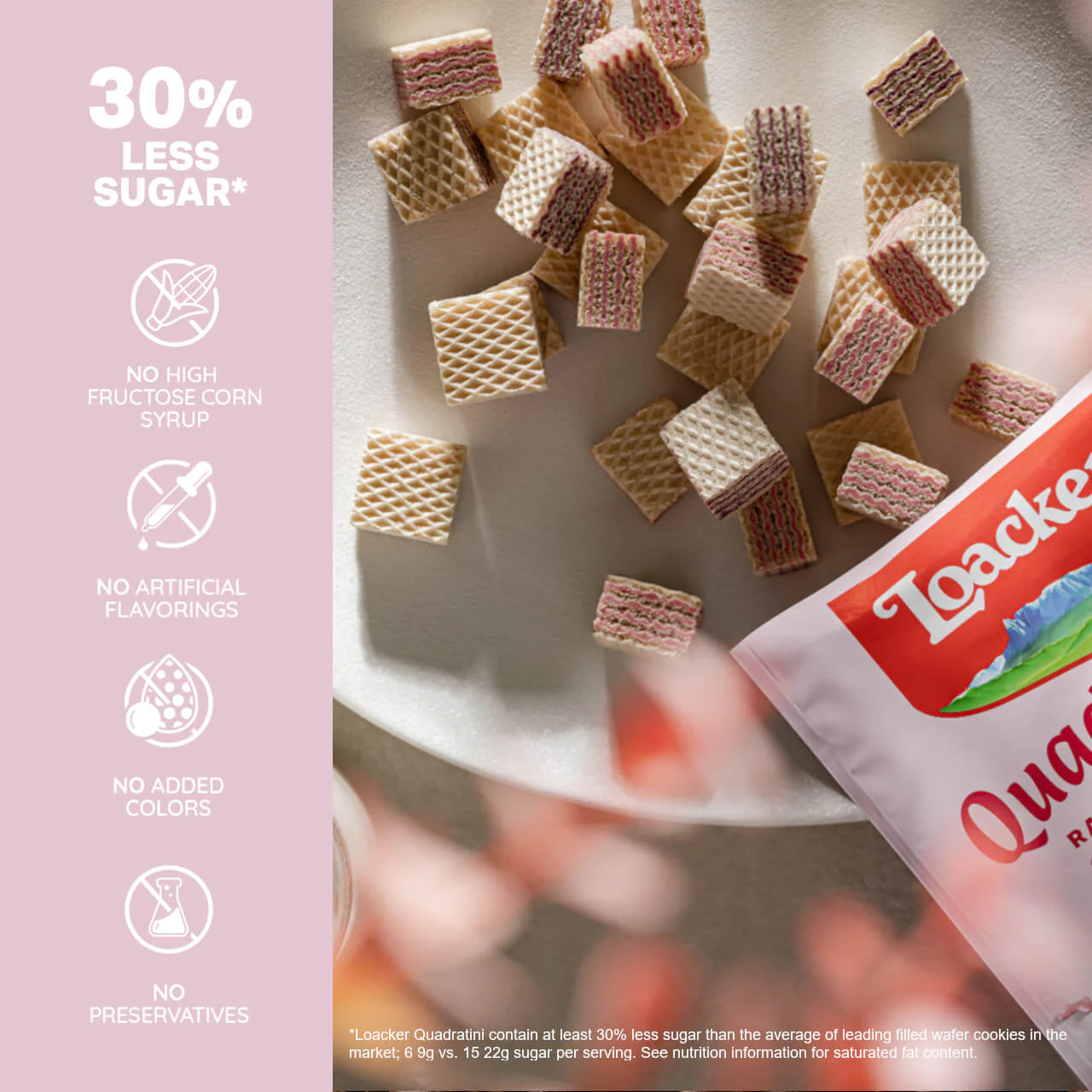 Quadratini Raspberry-Yogurt, Creme-Filled Wafers, 7.76 oz. Bag - Image 3